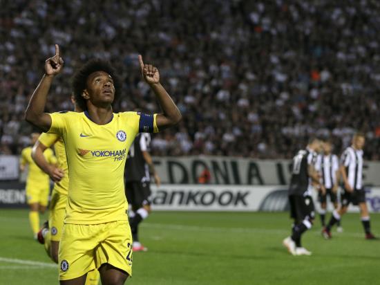PAOK Saloniki 0 - 1 Chelsea FC: Willian strike enough as wasteful Chelsea struggle to see off PAOK Salonika