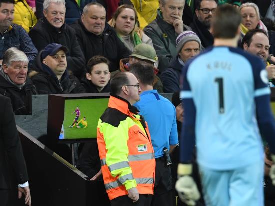 Norwich scrape win as VAR monitor is used for first time in Premier League
