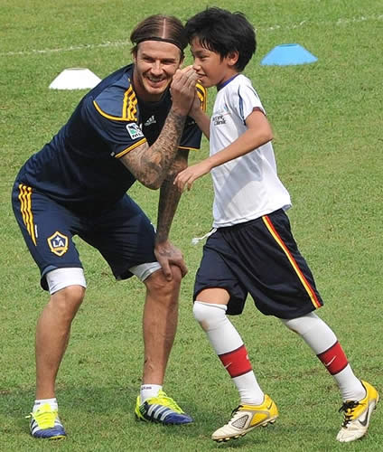 David Beckham's on hand to help youngsters