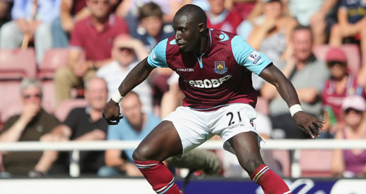 West Ham midfielder Mohamed Diame facing three months out after suffering hamstring injury against Liverpool