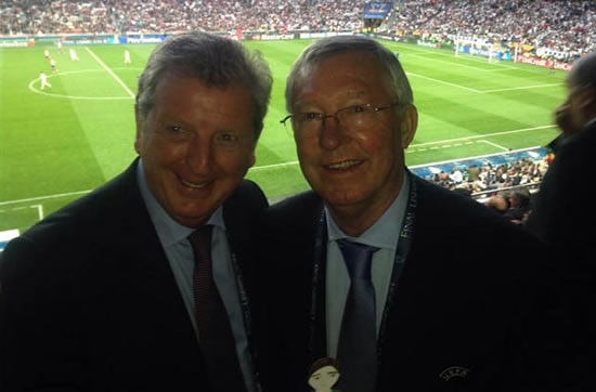Sir Alex on a Man Utd scouting mission? Ferguson poses with Roy Hodgson