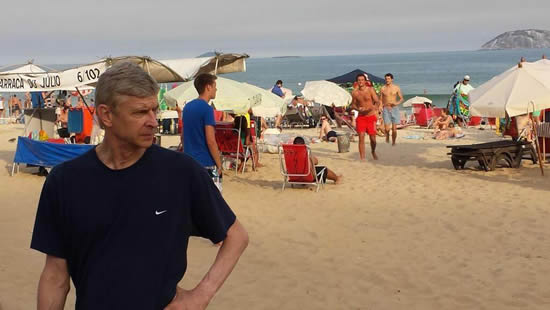 Arsene Wenger has been running, playing beach footy in Brazil before Arsenal’s pre-season training