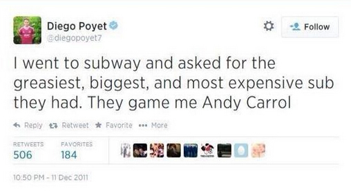 Awkward! New West Ham man Diego Poyet apologises for criticising Andy Carroll & Stewart Downing