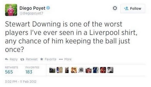 Awkward! New West Ham man Diego Poyet apologises for criticising Andy Carroll & Stewart Downing