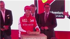 Vettel discusses F1 season while laying FerrariLand first brick