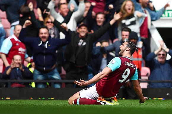 West Ham United 3 - 3 Arsenal: Andy Carroll hat-trick hits Arsenal's title hopes as striker stakes Euros claim