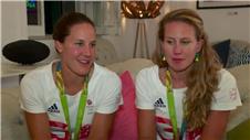 Team GB rowers celebrate gold and silver medals in Rio