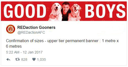 Arsenal Fans Unveil New Banner About Alexis Sanchez's Dogs