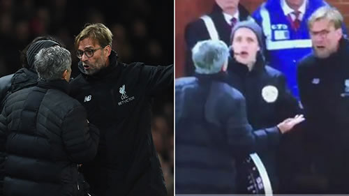 Jose Mourinho and Jurgen Klopp exchange heated words during touchline bust-up