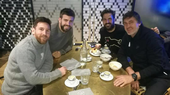 Messi and Pique reunite with Cesc Fabregas