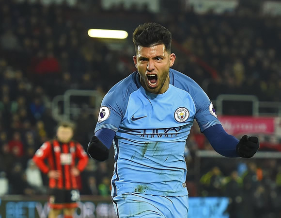 AFC Bournemouth 0 - 2 Manchester City: Sergio Aguero makes a goalscoring return as Manchester City win at Bournemouth