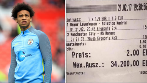 Punter Who Lost €34,200 After Leroy Sane Goal Offered Incredible Consolation Prize