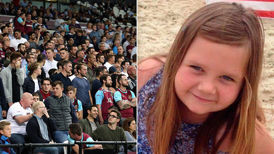 West Ham fans pay touching tribute to girl who died after cancer fight