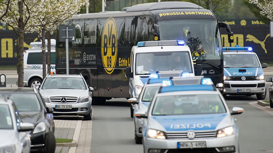 New Dortmund bus arrived alongside police escort