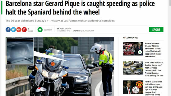 Pique accuses paparazzi of making speeding ticket story up