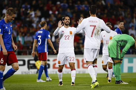 Liechtenstein 0 - 8 Spain: Spain on song as Morata and Aspas hit doubles