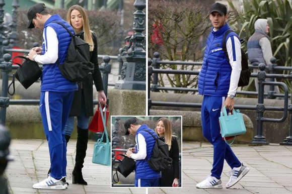 Alvaro Morata helps pregnant wife Alice Campello juggle three handbags after copping Everton ban for baby celebration