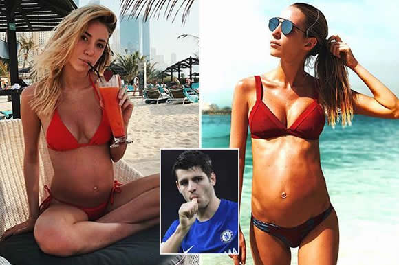 Chelsea star Alvaro Morata's stunning wife Alice Campello shows off bulging baby bump on Dubai beach