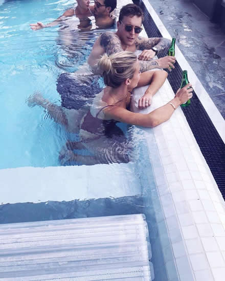 Manchester United ace Victor Lindelof relaxes in pool with a beer on honeymoon with stunning wife after lavish wedding