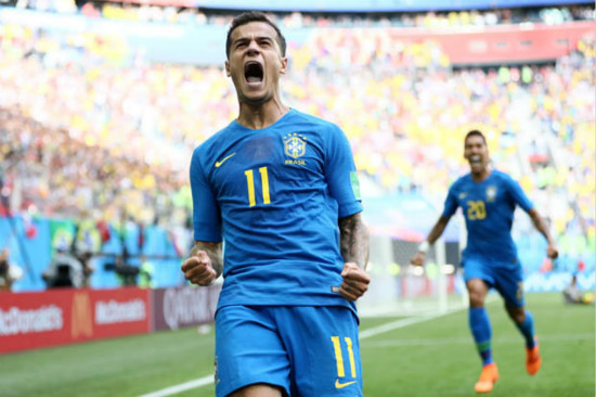 Brazil 2 Costa Rica 0: Coutinho and Neymar score in stoppage time to snatch win