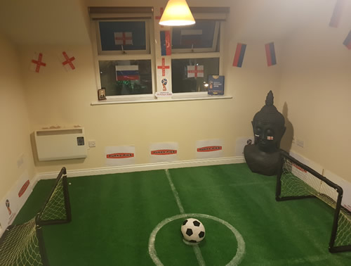 Woman Comes Home To Find Her Fella Has Turned Living Room Into Football Pitch