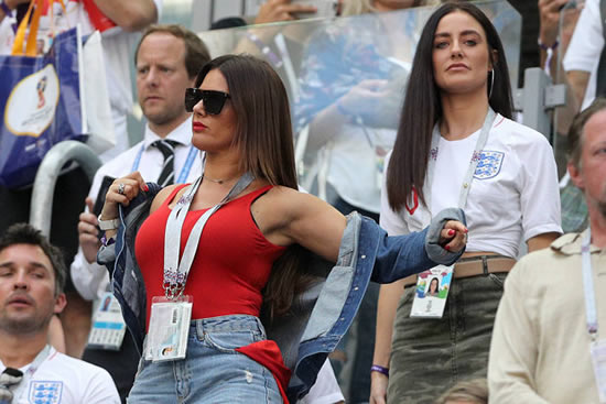 Becky Vardy risks revealing EVERYTHING in tiny ripped shorts at England vs Belgium game