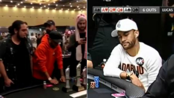 Neymar takes part in a poker tournament before leaving to attend a wedding