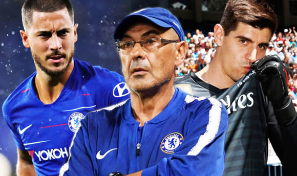 Chelsea boss Maurizio Sarri reacts to Thibaut Courtois' Real Madrid plea over Eden Hazard