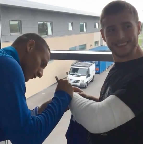 Richarlison signs cast of Everton fan who dislocated his elbow celebrating his goal