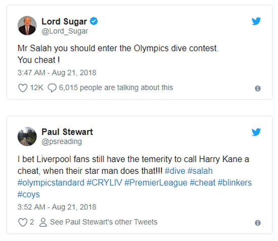 Tottenham fans on Twitter blast Mohamed Salah after Crystal Palace
