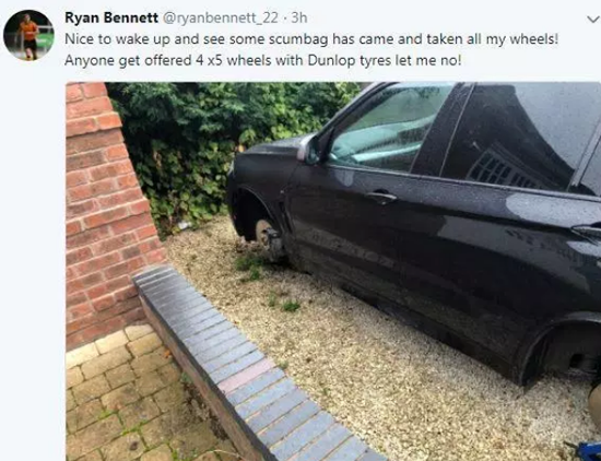 Wolves star Ryan Bennett fuming after 'scumbag' steals tyres from his luxury £60k BMW in overnight raid