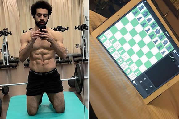 Liverpool star Mo Salah shows brains and brawn by playing chess after intense workout