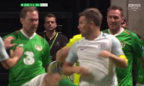 Liverpool legends Michael Owen and Jason McAteer KICK each other in stunning pitch bust-up