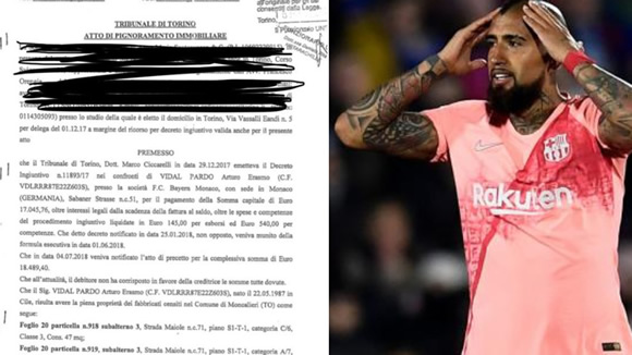 Arturo Vidal repays 18,489 euro debt and requests to keep his assets