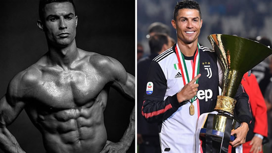 Cristiano Ronaldo shows off his muscles