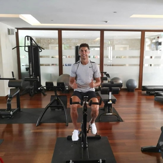 Cristiano Ronaldo gets on exercise bike after winning Nations League with Portugal – with Juventus star not ready to put feet up yet