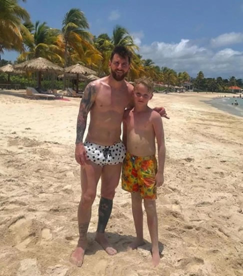 BEACH BALL Brit kid, 11, reveals Messi is a ‘normal dad’ after playing with Barcelona star and family on beach before joining him on his boat on Antigua holiday
