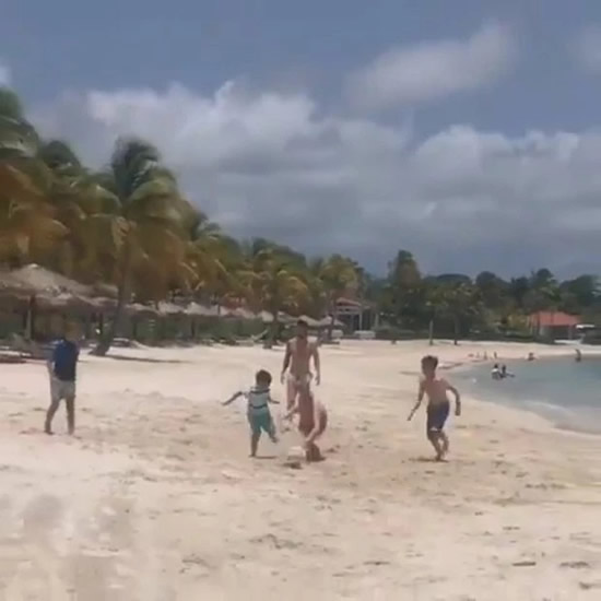 BEACH BALL Brit kid, 11, reveals Messi is a ‘normal dad’ after playing with Barcelona star and family on beach before joining him on his boat on Antigua holiday