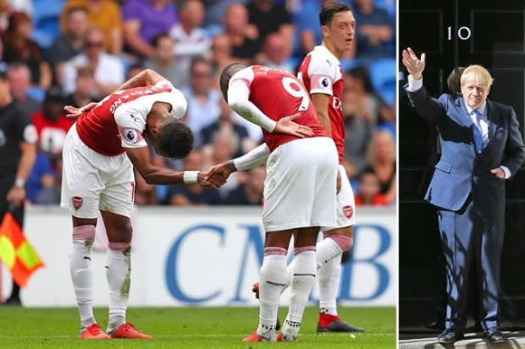 Arsenal fans accuse Boris Johnson and the Queen of 'doing the Laca and Auba celebration'