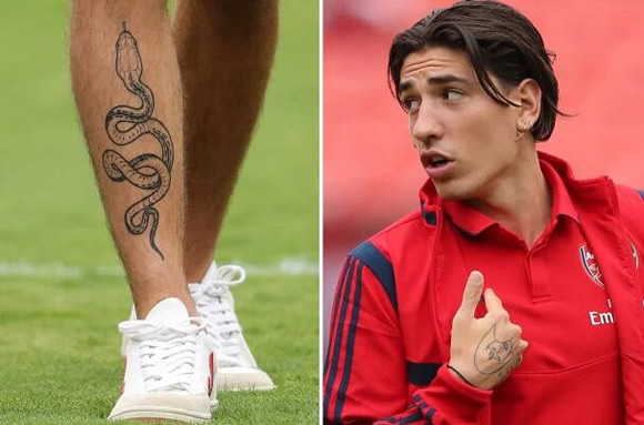 Arsenal star Hector Bellerin shows off giant snake tattoo on leg during Real Madrid clash