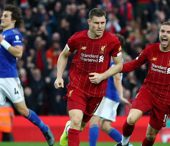 Liverpool 2-1 Leicester City: Last-gasp Milner penalty maintains Reds' winning run