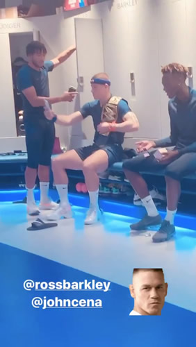 Chelsea players mock Ross Barkley as they dress him up as ‘lookalike’ WWE star John Cena with belt and headband
