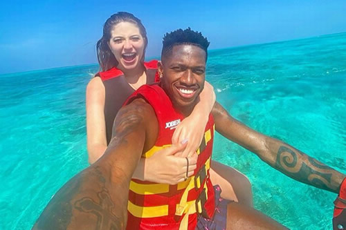 Man Utd star Fred and gorgeous wife Monique Salum go wild on jet-ski in Maldives break