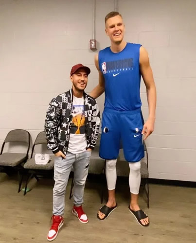 Eden Hazard dwarfed by NBA All-Star Luka Doncic as Real Madrid ace heads to Dallas during injury lay-off