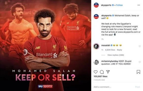 Mohamed Salah answers Liverpool transfer question with brutal Instagram response