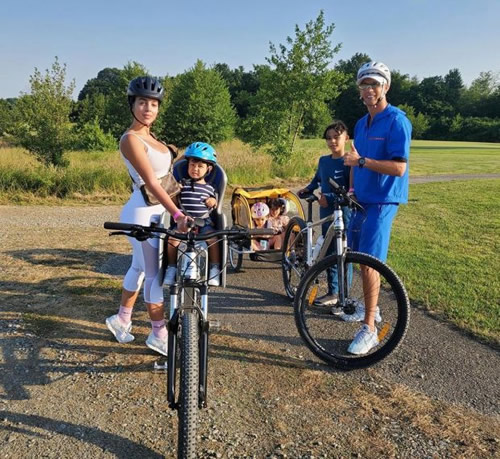 Cristiano Ronaldo goes on family bike ride with partner Georgina Rodriguez covering her belly amid pregnancy rumours