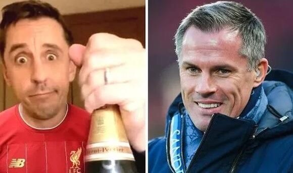 Jamie Carragher brutally trolls Man Utd hero Gary Neville as Liverpool win Premier League