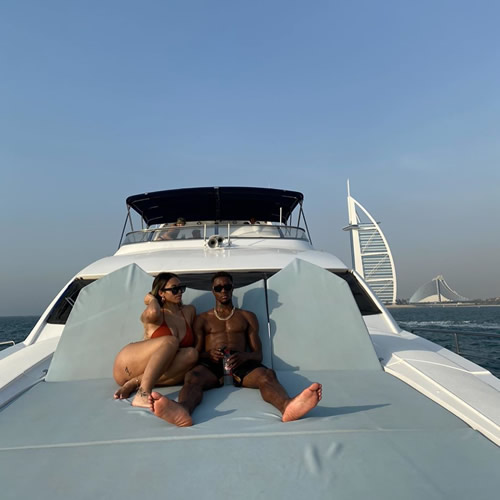 Wilfried Zaha and stunning girlfriend Paige Bannister relax on yacht on Dubai holiday as Palace star posts loved-up pic