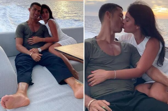 Cristiano Ronaldo and Georgina Rodriguez can’t keep hands off each other as they kiss on board £5m holiday yacht