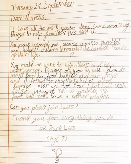 TOP MARCS Marcus Rashford shares emotional letter from fan, 7, thanking Man Utd ace for charity work and urging him to join Spurs